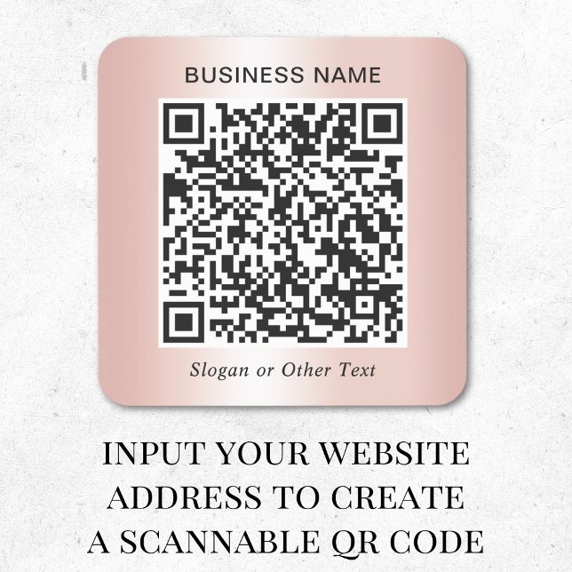 Adesivo Quadrado Código QR Empresarial Rosa Dourado (Criador carregado)