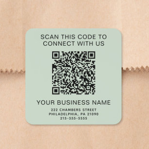 Adesivo Quadrado Código QR Empresarial Verde Sage