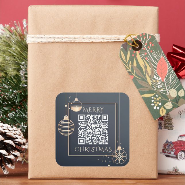 Adesivo Quadrado Código QR Feriados de Natal Merry Moderno Corporat (Feriado)