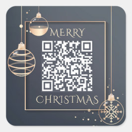 Adesivo Quadrado Código QR Feriados de Natal Merry Moderno Corporat