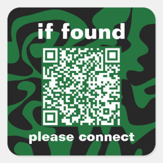 Adesivo Quadrado Código QR floresta verde groovy perdido encontrado