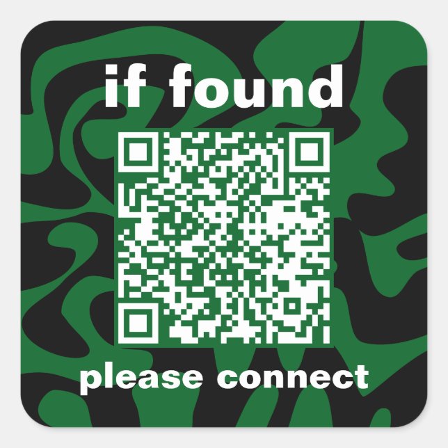 Adesivo Quadrado Código QR floresta verde groovy perdido encontrado (Frente)