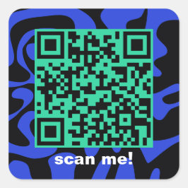 Adesivo Quadrado Código QR Gritos de Groovy Preto Azul Real