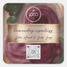 Código QR Logo Foto Produto Obrigado Rosa Borgonha