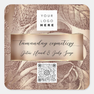 Adesivo Quadrado Código QR Logotipo Fotografia Produto Obrigado Ros