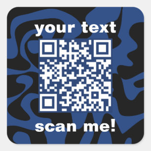 Adesivo Quadrado Código QR Marinho Azul e Preto Escuro Moderno