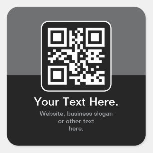 Adesivo Quadrado Código QR Modern Escaneável   Preto, Cinza e Branc