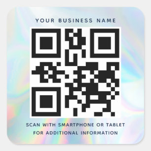 Adesivo Quadrado Código QR Moderno de Negócios sem Contato