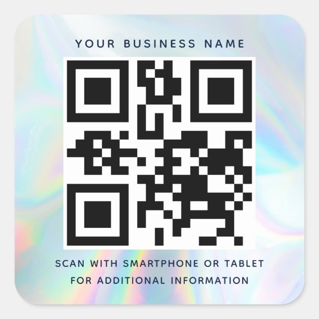 Adesivo Quadrado Código QR Moderno de Negócios sem Contato (Frente)