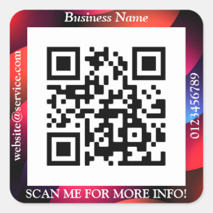 Adesivo Quadrado Código QR Nome do site de negócios Promo, Geométri
