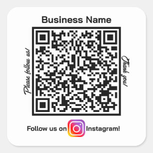 Adesivo Quadrado Código QR nos siga no instagrama de mídia social