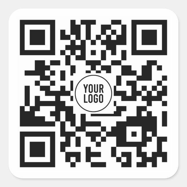 Adesivo Quadrado Código QR personalizado com logotipo de empresa (Frente)