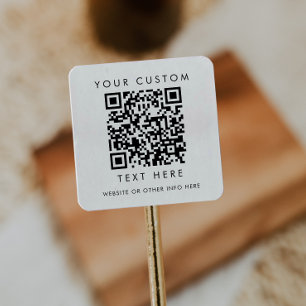 Adesivo Quadrado Código QR Personalizado de Tipografia Chic para Pe