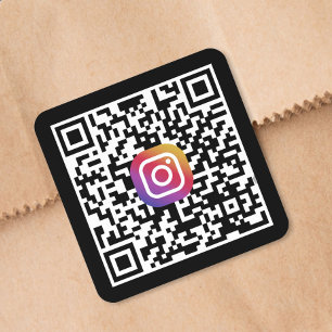 Adesivo Quadrado Código QR personalizado do Instagram Preto