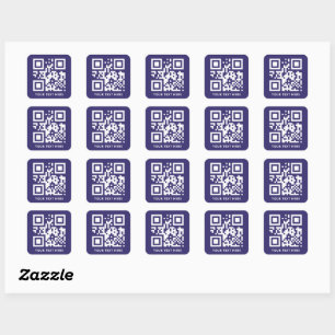 Adesivo Quadrado Código QR personalizado e Azul escuro de promoção
