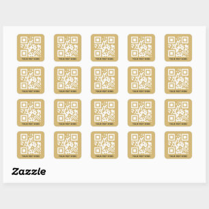 Adesivo Quadrado Código QR personalizado e promoção de texto Dourad