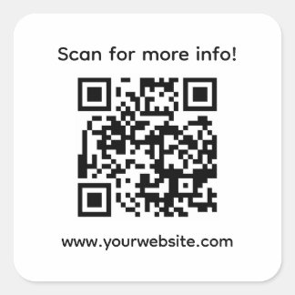 Adesivo Quadrado Código QR personalizado e texto personalizado