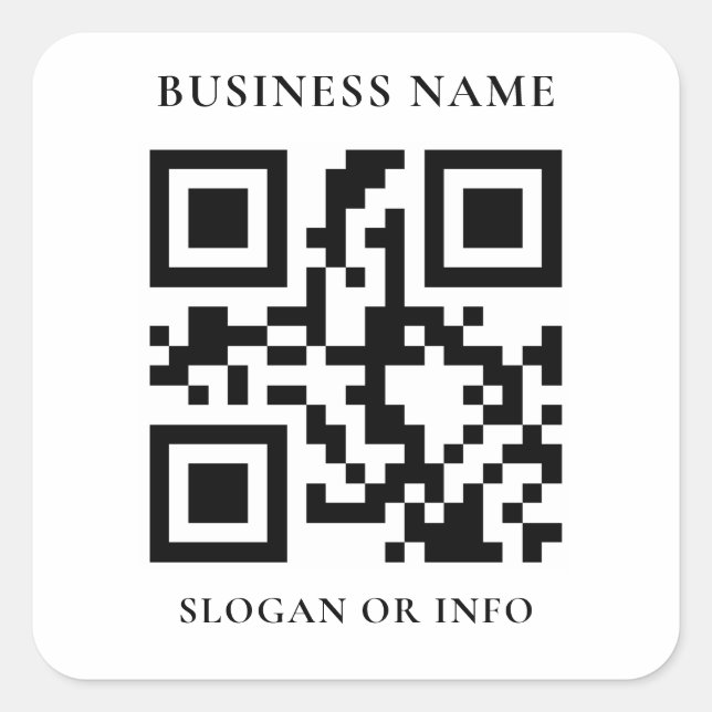 Adesivo Quadrado Código QR personalizado Nome comercial (Frente)
