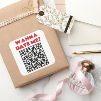 Adesivo Quadrado Código QR Personalizado – Quer Namorar/Casar Comig