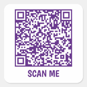 Adesivo Quadrado Código QR personalizável SCAN ME roxo