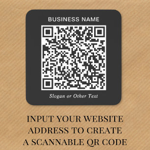 Adesivo Quadrado Código QR Preto Personalizado para Negócios