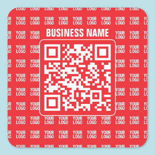 Adesivo Quadrado Código QR promocional (editável) com padrão de log