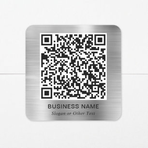 Adesivo Quadrado Código QR Promocional Prata Moderno