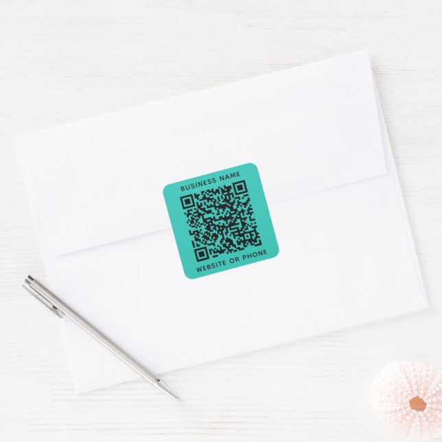 Adesivo Quadrado Código QR Redondo de Negócios (Envelope)