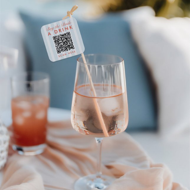 Adesivo Quadrado Código QR Retro Moderno Vintage Azul para Despedid (Retro Modern Vintage Blue Bachelorette QR Code Square Sticker)