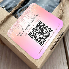 Adesivo Quadrado Código QR Rosa Rosa Rosa Rosa Rosa Brilhante Dobra