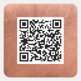 Adesivo Quadrado Código QR Simples Código Elegante de Cobre Bronze