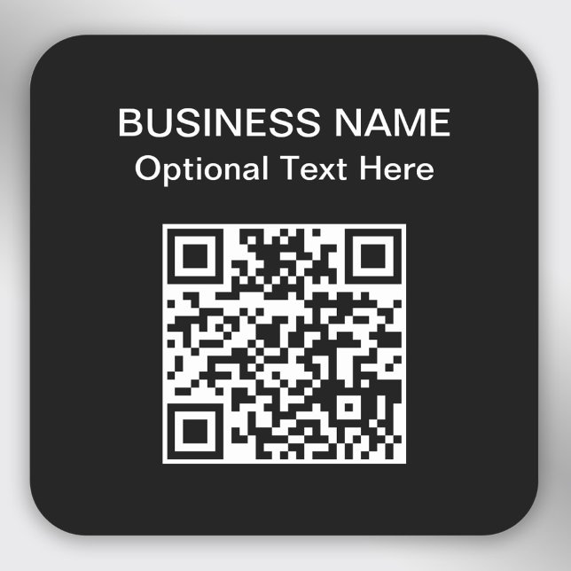 Adesivo Quadrado Código QR simples | Nome da empresa (Stylishly Personalize with Your Business Name, Optional Text & QR Code.)