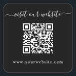 Adesivo Quadrado Código QR Site de Casamento Preto<br><div class="desc">Simples e minimalista website de casamento do Código QR. Personalize com seu site. Excelente para sites de casamento como rsvp online e detalhes de casamento.</div>