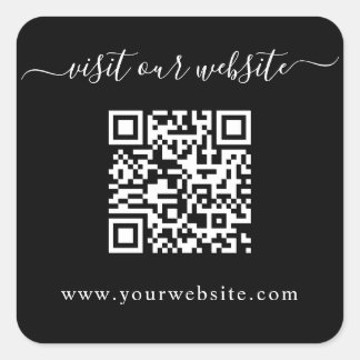 Adesivo Quadrado Código QR Site de Casamento Preto