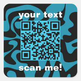 Adesivo Quadrado Código QR Site Moderno Teal e Negro Brilhante