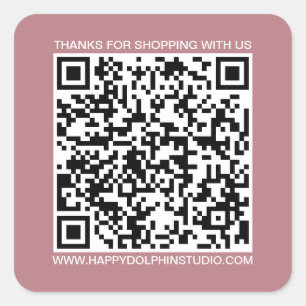 Adesivo Quadrado Código QR Site para pequenas empresas Dusty Rosa