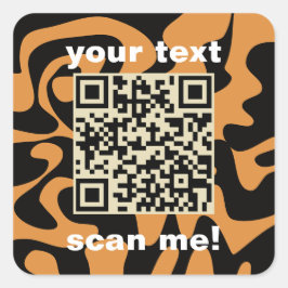 Adesivo Quadrado Código QR Tan Brown e Black Bright Modern Square