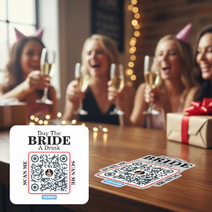 Adesivo Quadrado Código QR Venmo Compre uma Bebida para a Noiva Des