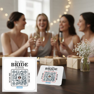 Adesivo Quadrado Código QR Venmo Compre uma Bebida para a Noiva Des