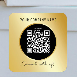 Adesivo Quadrado Código QR Verificável de Negócios Conexão Preta Do