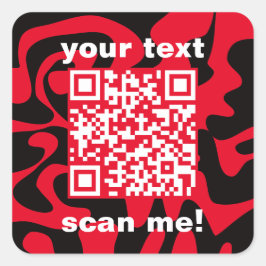 Adesivo Quadrado Código QR Vermelho e Negro Brilhante Moderno