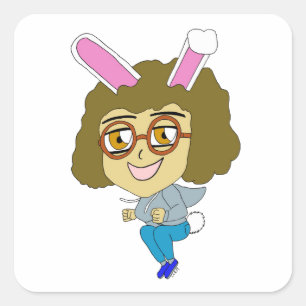 Adesivo Quadrado coelhinha chibi