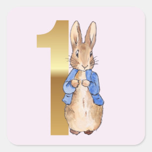 Adesivo Quadrado Coelhinho clássico primeiro aniversário