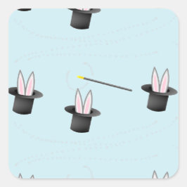 Adesivo Quadrado Coelhinho com um chapéu com uva mágica azul