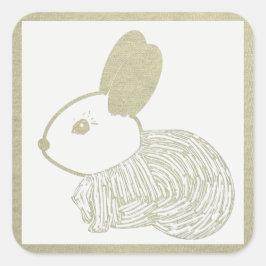 Adesivo Quadrado Coelhinho De Madeira Bonito