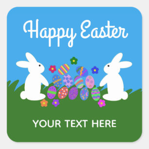 Adesivo Quadrado Coelhinho de Páscoa nº 1-2