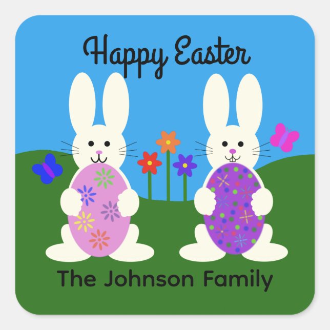 Adesivo Quadrado Coelhinho de Páscoa nº 7 (Frente)