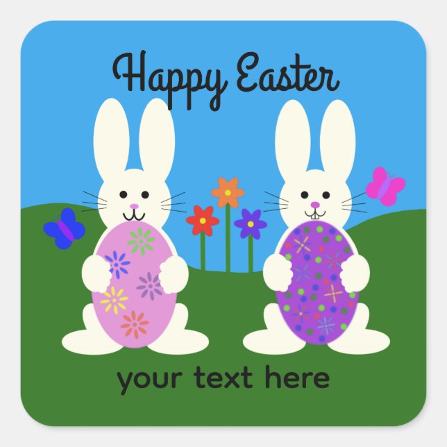 Adesivo Quadrado Coelhinho de Páscoa nº 7-2 (Frente)