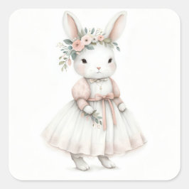Adesivo Quadrado Coelhinho num Vestido