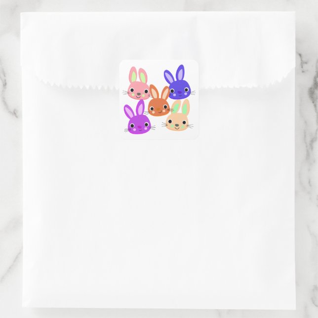 Adesivo Quadrado Coelhinhos Fofos (Bolsa)